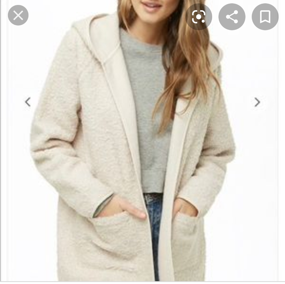 Forever 21 Hooded Faux Shearling Jacket